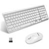 LeadsaiL KF29 - Set di tastiera e mouse wireless, con mouse USB wireless e tastiere compatte, QWERTY UK per computer portatili HP/Lenovo e Mac-Silver