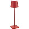 ZAFFERANO Poldina PRO Lampada da Tavolo 38cm LED Ricaricabile Senza Fili Rosso Alluminio