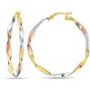 LeCalla, Orecchini a cerchio in vero argento Sterling 925, placcati in oro 14 carati, orecchini intrecciati a tre tonalità, leggeri, design italiano, orecchini a cerchio da donna, Argento sterling