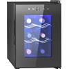 HOMCOM Cantinetta per vini 6 bottiglie 17L frigorifero silenzioso per vini - porta in vetro, illuminazione LED, touch screen digitale, mini cantina per vini controllo della temperatura 8-18°C