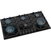 PremierTech Piano Cottura a Gas 6 fuochi, 90 cm, Vetro Nero, Incasso 83 x 49cm, Doppi Bruciatori Wok, Supporti in Ghisa, predisposto Metano e Kit Ugelli GPL inclusi, PC906G