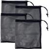 RANYAKE 4pezzi Sacchetti a Rete con Cordoncino,Borsa da Spiaggia in Rete,Borsa a Retes in Nylon Nero,Organizzatore per Attrezzi da Spiaggia,Adatto per Esterni,Spiaggia,Piscina,Palestra