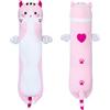 SNOWOLF Gatto Morbido Cuscino Peluche Lungo Tiro per Dormire Cotone Gattino Ripiene Carino Peluche Bambola Giocattolo Regalo per Bambini Fidanzata (Pink, 50cm)