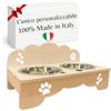 MINDWOOD Porta Ciotole Personalizzato Rialzato per Cani e Gatti con 2 Ciotole in Acciaio Inox, Taglie da Toy a Maxi, in Legno Naturale, Design Elegante Made in Italy (Avorio, Toy)