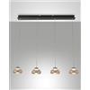 Fabas ARABELLA SOSPENSIONE AMBRA 4 LUCI RETTANGOLARE A LED 3000K - 32W - 3020 lm DIMMERABILE SMART C/ACC.