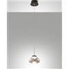 Fabas ARABELLA SOSPENSIONE FUME' 1 LUCE IN VETRO E STRUTTURA IN METALLO A LED 3000K - 8W - 750 lm, D.14CM, SMART C/ACCESS.