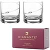 DIAMANTE Coppia di bicchieri da whisky in cristallo con design tagliato a mano, set da 2