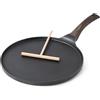 SENSARTE Padella per Crepes 30 cm con Stendi Crepes, Adatta per Induzione | Antiaderente in granito svizzero, manico ergonomico, facile da pulire