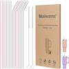 Musiwanna Cannucce in vetro, 31 cm, diametro 1 cm, per Stanley Adventure Quencher, 40 oz, 8 cannucce di ricambio con 2 spazzole per la pulizia, cannucce riutilizzabili (rosa + trasparente)