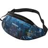 QQLADY Marsupio New York Fashion City per uomo donna marsupio cintura regolabile casual marsupio marsupio per viaggi sport corsa escursionismo marsupio, Nero , Taglia unica