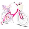 STITCH Bicicletta per bambini unicorno da 18 pollici per bambine da 5 a 8 anni, bicicletta per bambini da 18 pollici con stabilizzatori e supporto e cestino