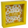 LINA OFFICINE GRAFICHE CREATIVE Salvadanaio a Cornice Decorativo, Giallo, 16x16 cm, Design con Monete e Scritta Tips