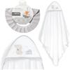 Interbaby - Mantello da bagno per bambini + cappello regolabile | Asciugamano con cappuccio 100% cotone, unisex, morbido, asciugatura rapida, ideale per neonati, neonati e bambini piccoli, design orso