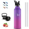 Grsta Borraccia Termica, 500ml Borraccia Bambini, Senza BPA, Borraccia con Cannuccia, Senza Perdite, Bottiglia Termica, Borraccia Acciaio Inox, Isolato Sottovuoto, Borracce per Scuole, Uffici, Campeggio