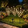 XRR - 4 lampade solari per esterni, 16 LED, Luci solari a foglia con 8 modalità, Fiore con telecomando, Impermeabile, Connettore solare, Illuminazione da giardino per sentieri, feste, cortile
