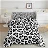 Loussiesd Set Trapunta leopardato nero grigio ghepardo stampa set biancheria da letto adolescenti modello mucca piumino Africa animale leggero set 2 pezzi taglia 135x200cm multicolore 16034