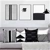 Alishomtll Set di 4 federe decorative, 45 x 45 cm, motivo geometrico, per divano, poliestere, bianco e nero