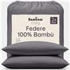 Bambaw Federe cuscini 80x80 cm bambu, Confezione da 2, Federa cuscino fresca estate, Federa refrigerante e antiacaro, Federe cuscini traspiranti e anti sudorazione, Certificate Oeko-Tex (Antracite)