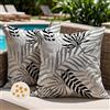 Jayusaror Federe Cuscini Divano Esterni Decorativi Impermeabili 45x45cm Federa Cuscino Estate Foglie Tropicali Nero e Grigio Federa per Cuscini per Panca da Patio Tenda Soggiorno e Divano Set di 2