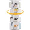 ybaymy Libreria girevole a 4 ripiani, in legno massello massiccio, scaffale decorativo a 360°, scaffale per ufficio, scaffale decorativo per CD/DVD, scaffale multifunzione per bambini e adulti, bianco