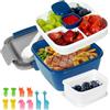 Ixydor Contenitore per il Pranzo con Scomparti Divisori, Capacità 1500 ML, Bento Box con Cucchiaio per Adulti e Bambini, Scatola per Insalata, a Prova di Perdite per Scuola, Lavoro, Picnic, Viaggi (Blu)