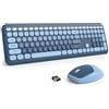 SOLIDEE Combo Tastiera e Mouse Wireless Colorato,Tastiera Retro per Macchina da Scrivere 2.4GHz,104 Tasti con Tastierino Numerico,Tastiera a Membrana Silenziosa(Americana QWERTY)(SeaBlue Gradient)