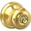 SCHLAGE F51A GEO 605 Pomello d'ingresso con chiave georgiana, Bright Brass Lock Company