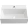 BAIKAL, Lavabo in ceramica sul piano di lavoro, lavabo quadrato, ideale da posizionare sul bancone di mobili da bagno e tutti i tipi di servizi igienici, lavabo senza foro per rubinetto 45 cm bianco