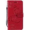 DENDICO Cover per Galaxy J5 2016, Pelle Portafoglio Custodia per Samsung Galaxy J5 2016 Custodia a Libro con Funzione di appoggio e Porta Carte di Credito - Rosso