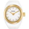 Fossil Orologio Ring da donna, movimento al quarzo a due lancette con cinturino in acciaio inossidabile, Bianco e oro Tono, 15 mm