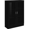 Homgoday Vetrine, libreria con ante in vetro, mobiletto autoportante per soggiorno, ufficio, credenza con scaffalatura, nero, 82,5 x 30,5 x 115 cm, in legno ingegnerizzato
