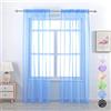 GYROHOME Tenda semplice in voile con tasca per canna, filtro della luce solare, in poliestere, trasparente, per soggiorno, camera da letto, patio, set di 2 pannelli, blu, 100 x 120 cm