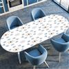 Surwin Tovaglia Ovale con Bordo Elastico, Antiscivolo Elastico Copritavolo Ovale Antimacchia Protezione Tavolo Casa Ristorante Sala da Pranzo Giardino -Stampa Pianta (Bianco,107x152cm)