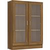 Homgoday Vetrine, libreria con ante in vetro, mobiletto autoportante per soggiorno, ufficio, credenza con scaffalatura, rovere marrone, 82,5 x 30,5 x 115 cm, legno ingegnerizzato