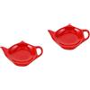 Alipis 2 Pz Piattino Per Bustine Di Tè in Ceramica Piatto Per Bustine Di Tè in Ceramica Piattino Per Bustina Di Tè a Forma Di Teiera Poggiamestolo a Forma Di Teiera Poggia Cucchiaio Rosso