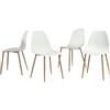 FurnitureR Set di 4 sedie da pranzo, moderne sedie da cucina con seduta in PP e gambe in metallo per sala da pranzo soggiorno camera da letto cucina, bianco