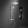 Görbach Colonna Doccia Acciaio Inox con Miscelatore, Colonna Doccia Rubinetto con Asta Doccia Regolabili e Termostatico, Set Doccia a Pioggia con Soffione 25×25 cm Cromo
