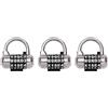 Master Lock Lucchetto a combinazione con parole intercambiabili e rimovibili, 64 mm, nero, 3 pezzi 1534EC3
