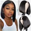 Zealady Nera Parrucca Bob 12 Parrucche Per Le Donne U Part Bob Wig Human Hair For Women Gift For Her (Nero, 30cm)