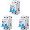 gloca Set 3 Interruttori Magnetotermici Automatici 2P 32A 220V 6KA 2 Moduli DIN C32