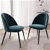 Arreditaly Set di 4 Sedie Imbottite Da Pranzo Ufficio In Velluto Sedia Con Gambe In Metallo Effetto Legno Con Schienale Seduta Comoda Per Soggiorno Salotto Camera Design Lane 43 x 47.5 x 80 Cm (Blu)...