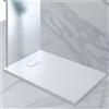 Arreditaly Piatto Doccia Spessore 2.6 Cm Resina SMC Effetto Pietra Stone Ardesia Antiscivolo Riducibile Filopavimento Con Griglia Di Copertura Bianco 70x90 Cm...