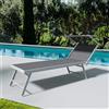 Arreditaly Lettino Grigio Scuro Prendisole Pieghevole Professionale In Alluminio E Tessuto Textilene Tettuccio Orientabile Tettino Parasole Sdraio Prendi Sole Mare Spiaggia Piscina Giardino 182 x 60 x 38 cm...
