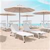 Arreditaly Lettino Pieghevole Prendisole Con Tettuccio Parasole Schienale Reclinabile Regolabile in 6 Posizioni Struttura In Alluminio Sedia Sdraio Per Spiaggia Mare Giardino Piscina 187 x 59 x 29 Cm (Bianco)...
