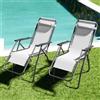 Arreditaly Set Di 2 Sedie Sdraio A Gravità Zero Da Giardino Poggiatesta Regolabile Sedia Pieghevole Oscillante Ergonomica Traspirante Zero Gravity Da Esterno Piscina Mare Portata Massima 120 Kg (Bianco)...