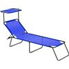 Arreditaly Lettino Pieghevole Con Tettuccio Regolabile Prendisole Parasole Schienale Reclinabile Regolabile Struttura In Metallo Nero Sedia Sdraio Per Spiaggia Mare Giardino Piscina 187 x 53 x 24 Cm (Blu)...
