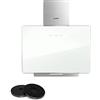 COMFEE' COMFEE Cappa aspirante A+ 60 cm CHK 3.6J64A1W in vetro temperato e acciaio inox con touch screen, LED e sistema di ricircolo e canale, cappa aspirante a parete, bianco