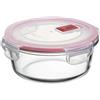 Tatay Contenitore per Alimenti, in Vetro, Ermetico, Capacità 0,6L, Coperchio a clip, Senza BPA, Adatto a microonde, Forno, Congelatore e lavastoviglie, Colore Rosso. Misura 15,6 x 15,6x 6,3 cm