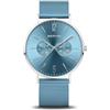 BERING 14240-809 Orologio da uomo al quarzo, orologio da polso con cassa in acciaio inossidabile color argento da 40 mm e quadrante blu, cinturino in maglia milanese, vetro zaffiro, 3 ATM