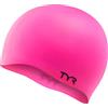 TYR Wrinkle Free Silicone Cuffia da Nuoto, Rosa Fluorescente